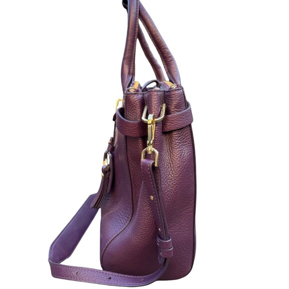 Tumi Women's Purple Leather Laptop Briefcase | Gold Hardware - Picture 3 of 13